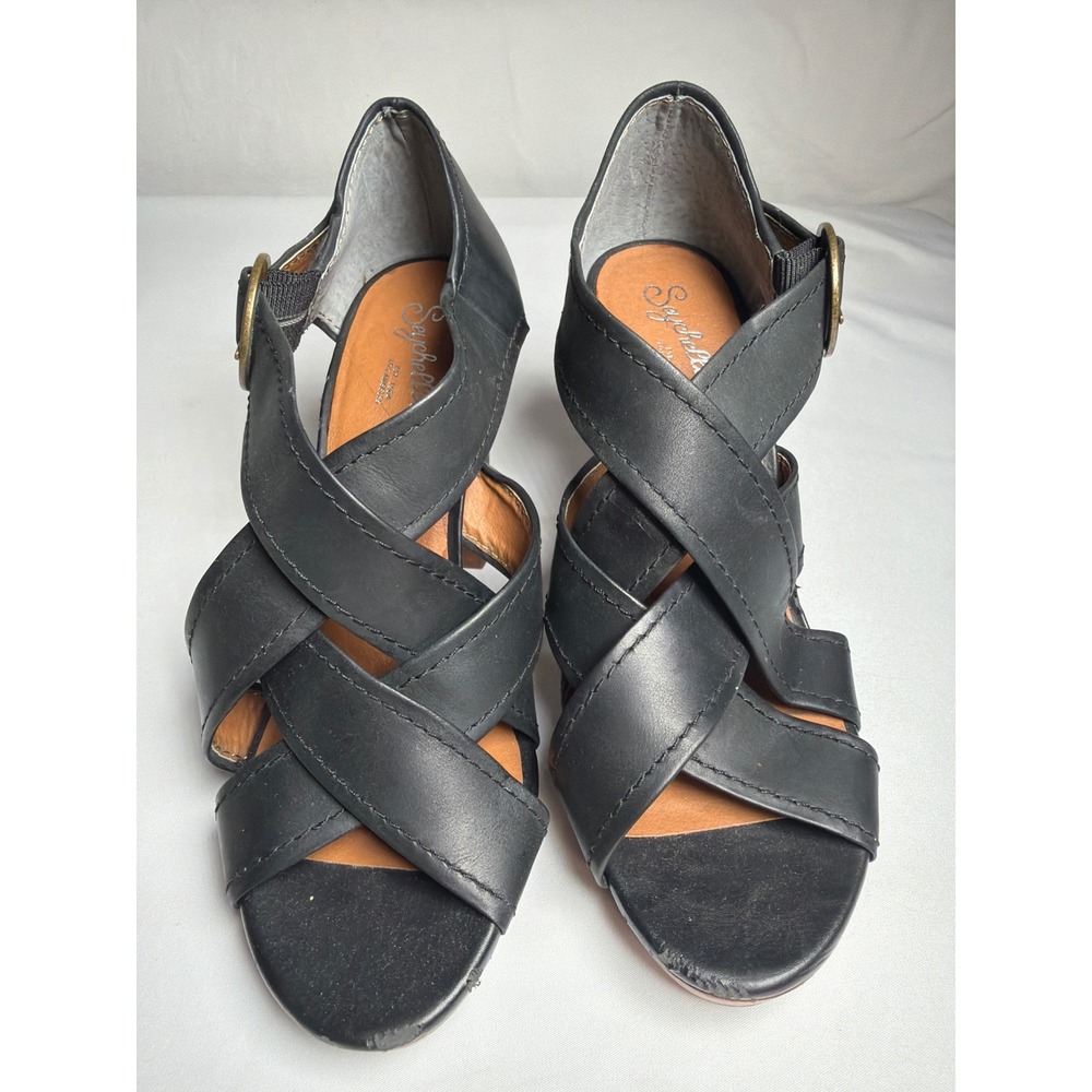 STRAPPY Seychelles Platform Sandals Womens 7 Black Good